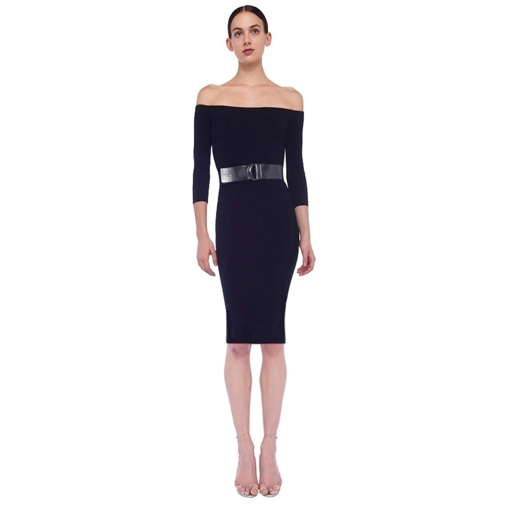 NWT Norma Kamali off the shoulder little black dress with belt